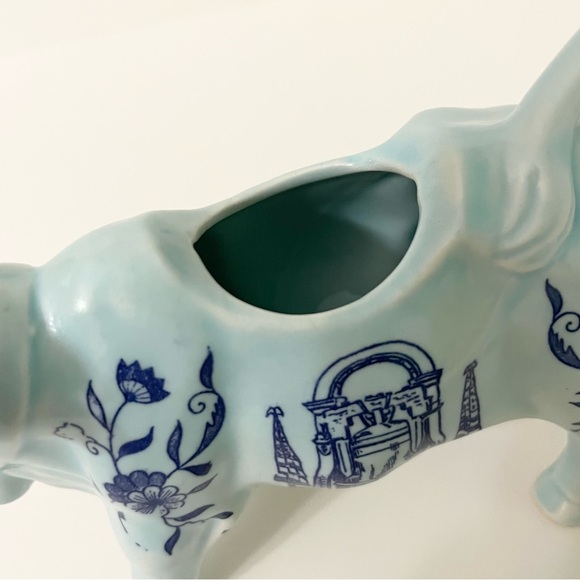 Vintage Blue Cow Creamer Pennsylvania Liberty Bell Delft Japan Spin Original - Picture 8 of 16